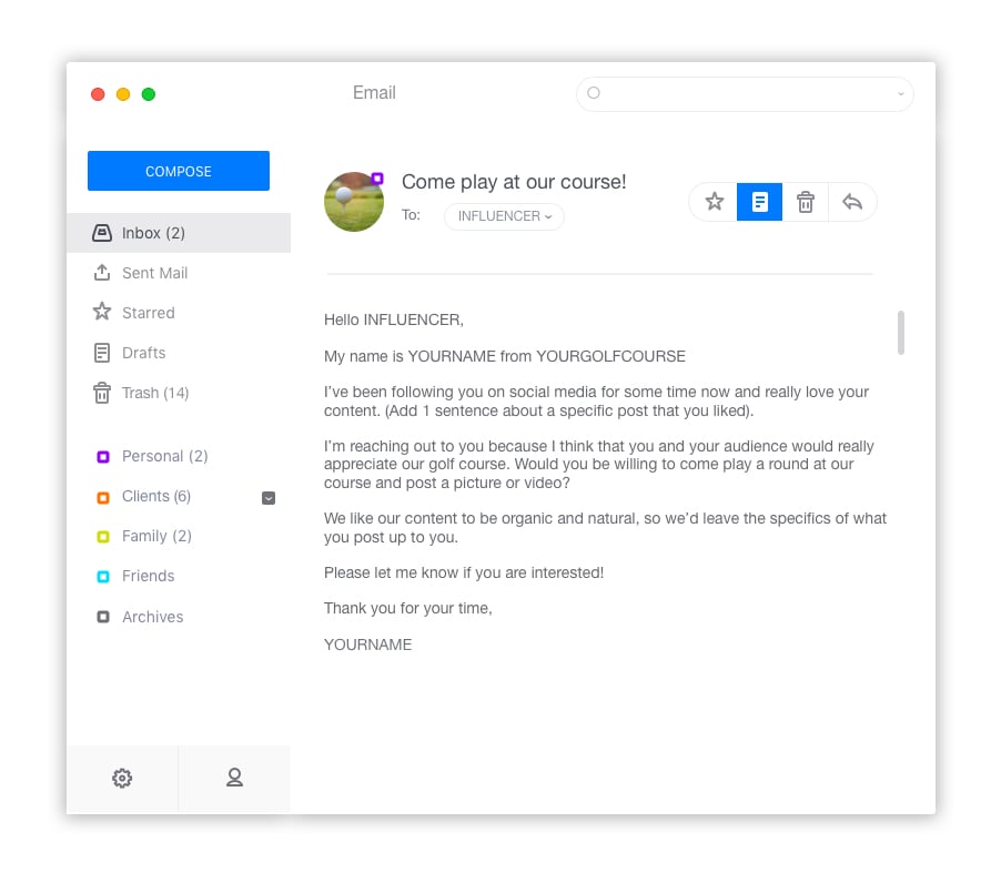 Influencer Email