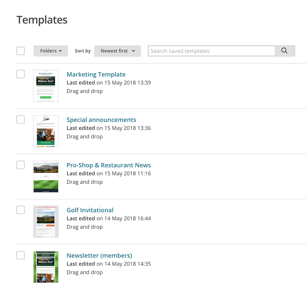 golf email marketing templates