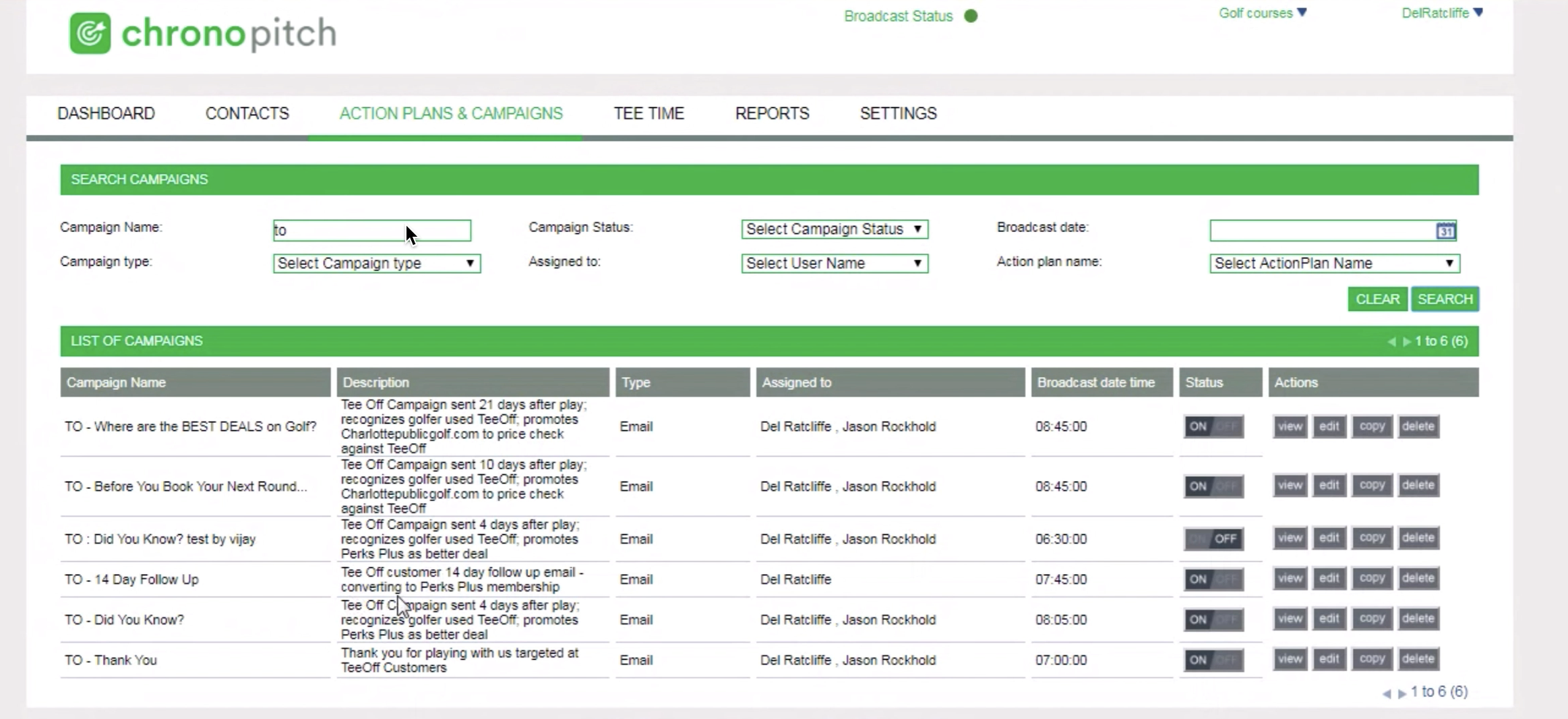 golf course crm email marketing